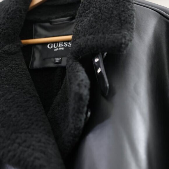 Guess men's trench coat faux fur black size XXL MSRP $350. - Picture 5 of 12